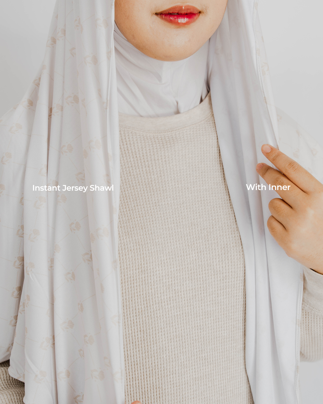 Printed Instant Jersey Shawl with Inner